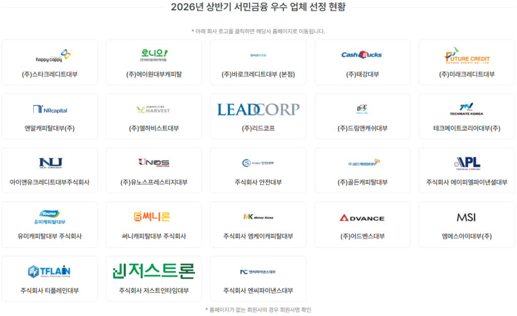 서민금융 우수 업체